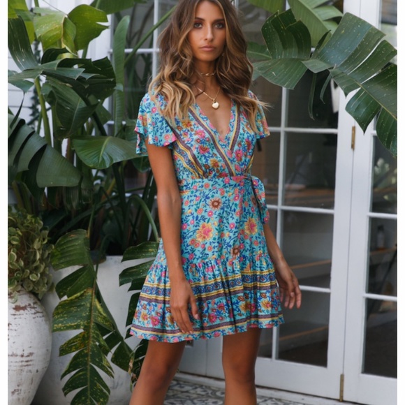Raw Hem Clothing Dresses & Skirts - Boho print dress